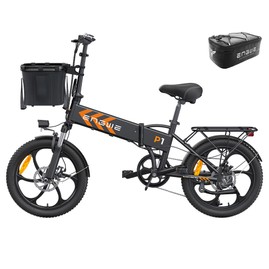 ENGWE P1 Folding Electric Bike 20*2.3 inch Wide Tires 250W Motor 36V 13Ah Battery 25km/h Dual Disc Brake Shimano 7 Gears Max 100km Range IP54 Waterproof