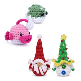 Nestled Crafts Christmas Crochet Kit 4pcs for Beginners Amigurumi Knitting Kit with Step-by-Step Video Tutorials