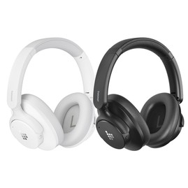 2pcs Tronsmart SOUNFII Q20S Hybrid ANC Headphones Bluetooth 5.3 Hybrid Active Noise Cancellation 60 Hours Playtime Hi-Res Audio 90掳 Swiveling Earpads Pair with 2 Devices Tronsmart App Control - White + Black