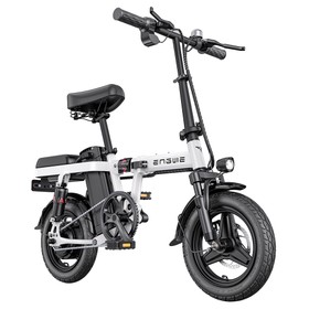 ENGWE T14 14 Inch Folding Electric Bike 250W Mini Electric Bike 25km/h City Commuter 48V 10AH Removable Lithium Battery Portable and Easy to Store - White