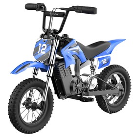 isinwheel A12 Kids Electric Dirt Bike 350W Motor 36V 5.2AH Battery 12-inch Pneumatic Tires 25km/h Max Speed 22km Range 3 Speed Modes Dual Shock Absorbers Handle Brake + Rear Wheel Parking Brake - Blue