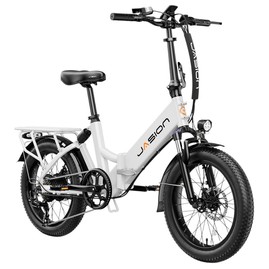 JASION EB7 ST Electric Bike 500W Motor 48V 10AH Battery 26*3.0-inch Fat Tire 25km/h Max Speed 80km Range Mechanical Disc Brake Suspension Front Fork Shimano 7-speed - White