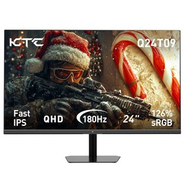 KTC Q24T09 Gaming Monitor 24-inch 2560*1440 16:9 Fast IPS Screen 180Hz Refresh Rate FreeSync & G-Sync 126% sRGB HDR Support Low Blue Light Wall Mount Support &Tilt Adjustment 2 x HDMI2.0 2 x DP1.4 1 x Earphone Jack