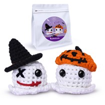 NestledCrafts Halloween Crochet Kit for Beginners, Amigurumi Knitting Kit, with Step-by-Step Video Tutorials - Grim