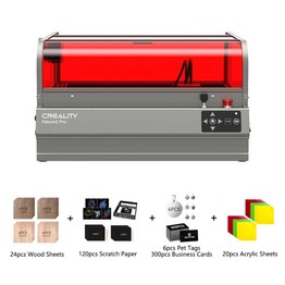 Creality Falcon2 Pro 40W Laser + 24pcs Mecpow Mahogany/Walnut Sheets + 120pcs Mecpow Scratch Paper Art Set + 300pcs Business Cards + 6pcs 25mm Pet Tags + 20pcs AS02 Acrylic Sheets (200*200*3mm / 8*8*1/8 inch)