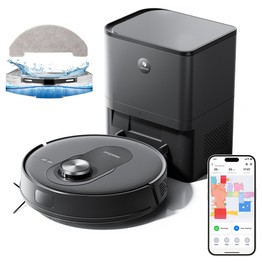 Proscenic Q8 Max Robot Vacuum and Mop Combo with Self-emptying Station, Max 4200Pa Suction, 200min Runtime, 3 Cleaning Modes, Smart 360° LiDAR Navigation, APP Control, for Floor, Pet Hair, Carpet