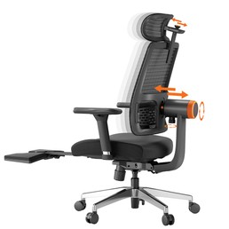 NEWTRAL MagicH-BPro Chaise ergonomique avec repose-pieds appui-tête à suivi automatique du dossier support lombaire adaptatif accoudoir réglable 4 positions de verrouillage - Noir