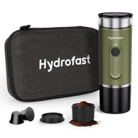 Hydrofast PO-100 Machine à expresso portable pression de 20 bars batterie de 9600mAh capsules et café moulu 2 en 1