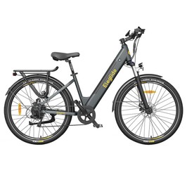 Eleglide T1 Step-Thru Elektrisches Trekkingrad 27,5 Zoll CST-Reifen 36 V 13 Ah Akku 250 W bürstenloser Motor 25 km/h Shimano 7 Gänge 100 km max. Reichweite IPX4 wasserdicht 120 kg max. Belastung Doppelscheibenbremsen - Grau