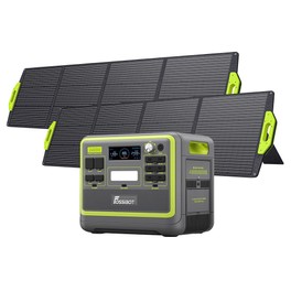 FOSSiBOT F2400 Tragbare Powerstation 2048 Wh + 2x FOSSiBOT SP200 Faltbares Solarpanel 18V 200W, Grün