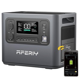 AFERIY P210 Tragbare Powerstation, 2400W AC Ausgang, 2048Wh LiFePO4 Batterie, 13 Ausgänge, 2H Schnelles AC Aufladen, 500W Solar Eingang & App-Steuerung