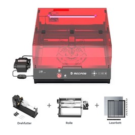 Mecpow X4 Pro 22W FDA Klasse 1 Lasergravierer + Drehwalze + Klauen-Diskus-Drehzapfen + Laserbett