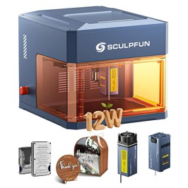 SCULPFUN iCube Ultra Dual 12W + 1.2W Lasergravierer – Zwei Laserquellen für Holz & Metall, Klasse 1 Sicherheitsdesign, 10000 mm/min Präzisionsgravur