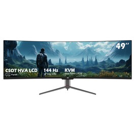 TITAN ARMY C49SHC Gaming-Monitor 49 Zoll, 3840x1080 CSOT HVA-Panel, übergroßer gebogener Bildschirm im Format 32:9, hohe Bildwiederholrate von 144 Hz, Smart PIP/PBP-Splitscreen, Adaptive-Sync, 1xHDMI 2.0, 1xDP 1.4, 1xUSB-C-Anschluss, 1xUSB-B, 2xUSB-A