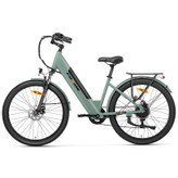 Foride Roamer 1 Step-Thru-Elektrofahrrad, 250-W-Motor, 36-V-13-Ah-Akku, 27,5-Zoll-Reifen, 25 km/h Höchstgeschwindigkeit, 100 km maximale Reichweite, Scheibenbremse, Federung mit Sperre, Shimano 7-Gang-Schaltung – Grün