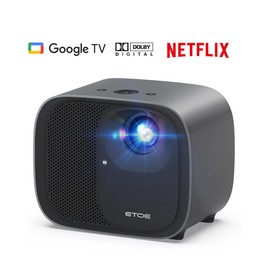 [Netflix- & Google-TV-zertifiziert] ETOE E3 Pro Projektor, Dolby Digital Plus, Native 1080P, 600 ANSI, 1.5GB+8GB, 5G WiFi, 4K-Decodierung, 20W Surround Sound, Nahtlose Autofokus-Funktion, Google Assistant, mit 10.000+ Apps