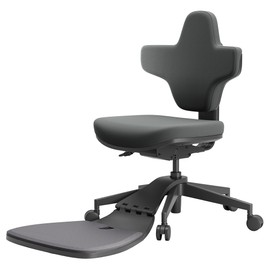 NEWTRAL MT-M Standing-Mate Ergonomischer Steh-Schreibtischstuhl, 5-in-1 Adaptives Sitzsystem, 167 ° klappbare Rückenlehne, verstellbare Sitzhöhe 46-57 cm, Sitztiefe 38-44 cm, armloses Design, vollständig einstellbare Ergonomie, 150 kg Tragfähigkeit - Dunkelgrau