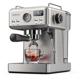 HiBREW H10A Halbautomatische Espressomaschine, 20 Bar Druck, Milchaufschäumer, einstellbare Temperatur, 350 ml Krug