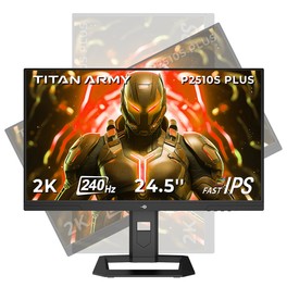 TITAN ARMY P2510S PLUS 24,5 Zoll Gaming-Monitor, 2560 x 1440 16:9 Fast IPS-Bildschirm, 240 Hz Bildwiederholfrequenz, HDR500, 123 % sRGB, Adaptive-Sync, Dynamic OD, Game+ Assist, 12 Szenario-Modi, PIP- und PBP-Anzeige, Blaulichtfilterung