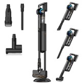 JIGOO V700 Kabelloser Staubsauger mit 2,5l Saugstation, automatischer Staubentleerung, 33 KPa Saugleistung, verhedderungsfreie Bürste, Dual-LED-Beleuchtung, bis zu 55 Minuten Laufzeit, ideal für Hartböden, Teppiche, Haustiere