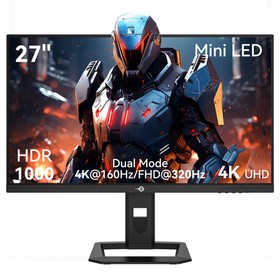 TITAN ARMY P275MV PLUS Gaming-Monitor, 27 Zoll Fast-IPS-Bildschirm, 3840 x 2160 bei 160 Hz und 1920 x 1080 bei 320 Hz, HDR1000, DyDs Mini-LED, 1 ms GTG-Reaktionszeit, FreeSync, 2 x USB-A, 1 x USB-B, 1 x Typ-C, 2 x HDMI 2.1, 1 x DP 1.4, 1 x Audio