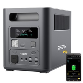 AFERIY Nomad1800 P180 Tragbare Powerstation, 1024Wh LiFePO4 Akku, 1800W reiner Sinus-Wechselstrom, <10ms USV, 9 Ausgänge mit 140W PD USB-C, schnelles Dual-Eingangs-Laden