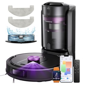 Vactidy W15 Roboterstaubsauger, 10000Pa starke Saugkraft, 360° LiDAR-Navigation, 4L beutelloser Selbstentleerungs-Hublade, 3200mAh Akku, 180 Minuten Laufzeit, 3-in-1-Reinigung (Staubsaugen/Fegen/Wischen), 5 Karten-Speicher, App-/Sprachsteuerung