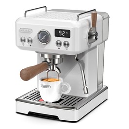 HIBREW H10Plus Espressomaschine, 20 Bar halbautomatische Kaffeemaschine, schnelles Aufheizen, Temperaturregelung, Dampfaufschäumer für Cappuccino, Latte, Edelstahl (Latte-Art-Tasse nicht im Lieferumfang enthalten)