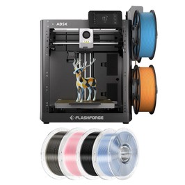 Flashforge AD5X 3D Drucker + 4kg Mecpow HS Filament (3kg PETG + 1kg PLA+) - Transparent Hellrosa/Hellblau/Rauchgrau/Schwarz