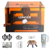 LONGER RAY5 MiniS 5,5W Geschlossener Laser-Gravierer, Sicherheitsschutz Klasse 1, 0,08 mm Präzision, 12000 mm/min Geschwindigkeit, 130×120 mm Arbeitsbereich, 8 mm Schnitttiefe, WiFi/USB/App-Steuerung, kompatibel mit Holz/Acryl/Leder/Metall/Keramik