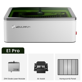 SCULPFUN E1 Pro 21W Lasergravierer, geschlossen, 400×320mm Arbeitsbereich, 600mm/s CoreXY, HD-Kamera, Klasse 1, Air Assist
