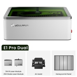 SCULPFUN E1 Pro Dual 21W+3W IR Lasergravierer, geschlossen, 400×320mm Arbeitsbereich, 600mm/s CoreXY, HD-Kamera, Klasse 1, Air Assist