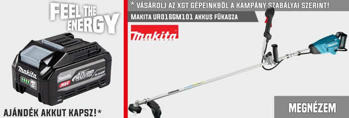 Makita XGT akkumulátoros fűkasza UR01GM101 és 40V XGT akkumulátor promóciós kép, ajándék akkumulátor ajánlattal