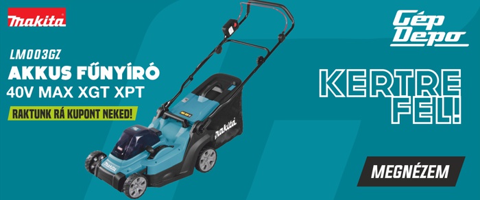 Makita LM003GZ akkus fűnyíró 40V Max XGT XPT, kék-fekete gyűjtőkosárral, GépDepo reklám