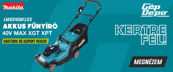 Makita LM004GM103 akkus fűnyíró 40V Max XGT, vezeték nélküli kertigép fogantyúval és gyűjtőkosárral