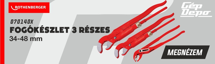 Rothenberger 3 részes fogókészlet (34–48 mm), piros csőfogók termékfotó GépDepo logóval