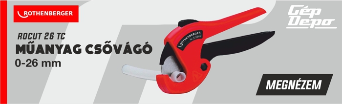 Rothenberger Rocut 26 TC műanyag csővágó (0–26 mm), piros-fekete, kézi vágó műanyag csövekhez