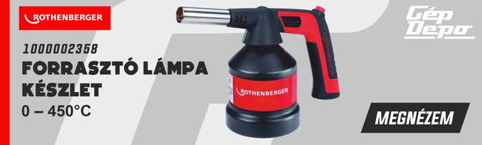 Rothenberger forrasztó lámpa készlet (0–450°C) kézi gázégő ergonomikus markolattal professzionális forrasztáshoz