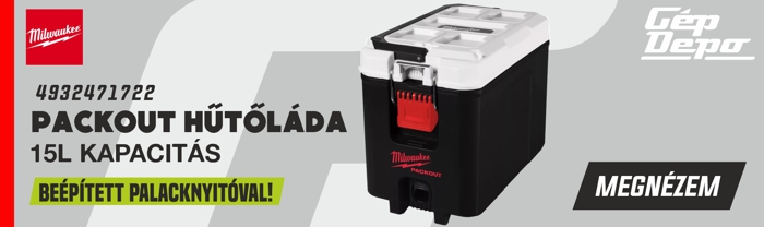 Milwaukee Packout hűtőláda, 15 l kapacitás, beépített palacknyitóval, fekete-fehér hordozható tároló