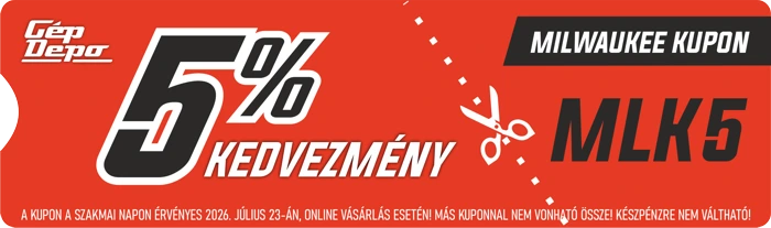 Gép Depo 5% kedvezmény kupon – kód: MLK5; érvényes 2026. július 23-án online vásárláshoz