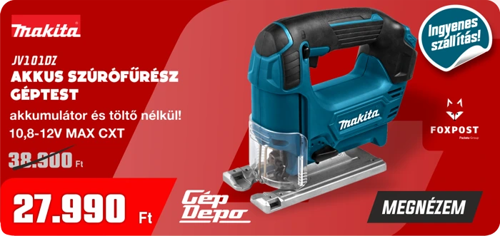 Makita JV101DZ akkumulátoros szúrófűrész géptest (akku és töltő nélkül), kék-k fekete, 27.990 Ft, ingyenes szállítás