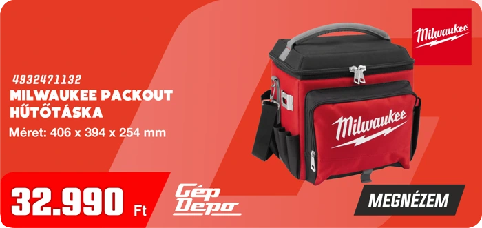 Milwaukee Packout piros hűtőtáska 406×394×254 mm, strapabíró hűtőtáska szerszámokhoz – 32.990 Ft