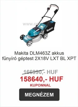 Makita DLM463Z akkumulátoros fűnyíró (2×18V LXT BL XPT) termékfotó, kedvezményes ár és „Megnézem” gomb