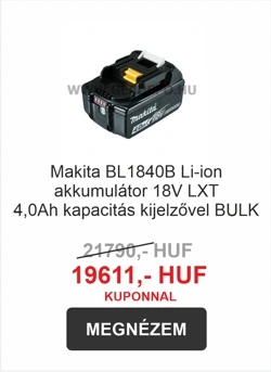 Makita BL1840B 18V Li‑ion akkumulátor 4,0Ah kijelzővel, LXT széria, BULK csomagolás