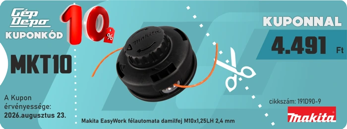 Makita EasyWork damilfej M10x1,25LH 2,4 mm kuponnal (kód MKT10) 4.491 Ft — érvényes: 2026.08.23.