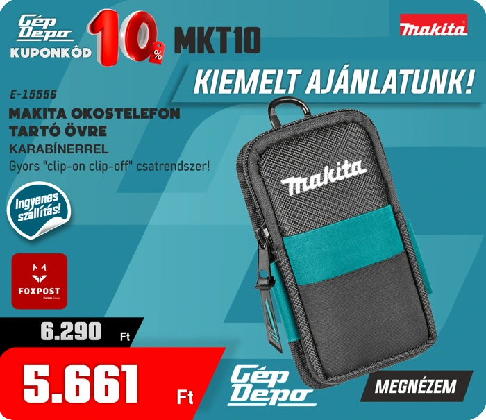 Makita okostelefon-tartó öv karabinerrel, kupon: MKT10 (10%), ár: 5.661 Ft — GépDepo, ingyenes szállítás