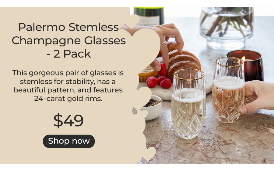 Palermo Stemless Champagne Glasses - 2 Pack