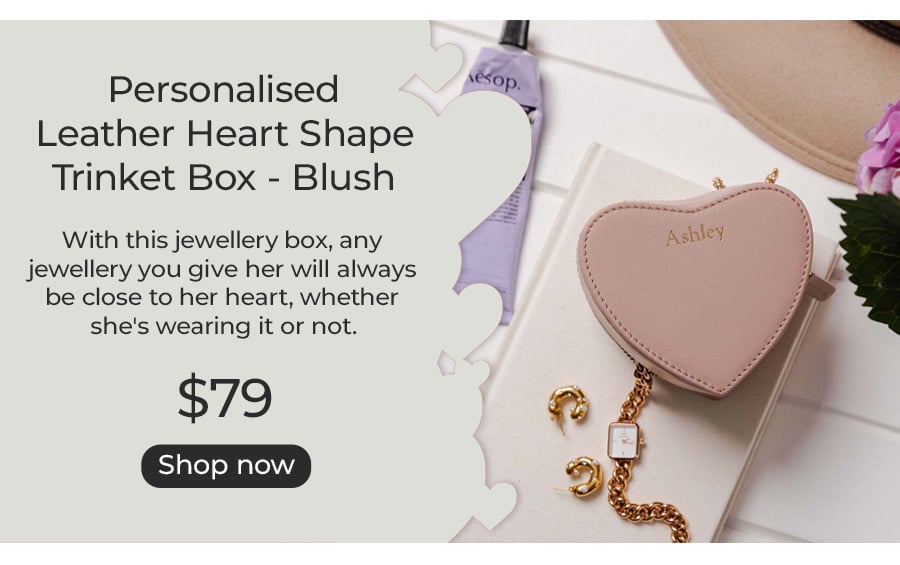 Personalised Leather Heart Shape Trinket Box - Blush