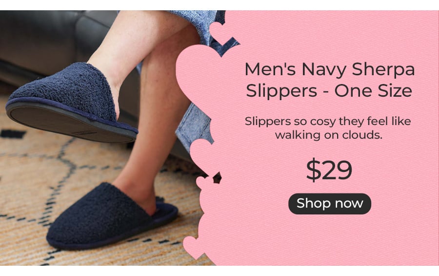Men's Navy Sherpa Slippers - One Size