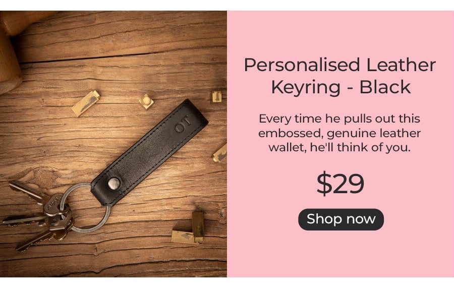 Personalised Leather Keyring - Black